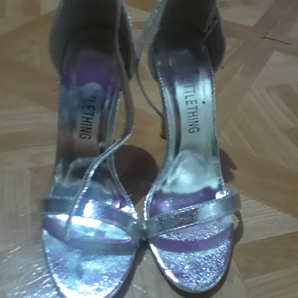 PrettyLittleThing Silver High Heels UK 5